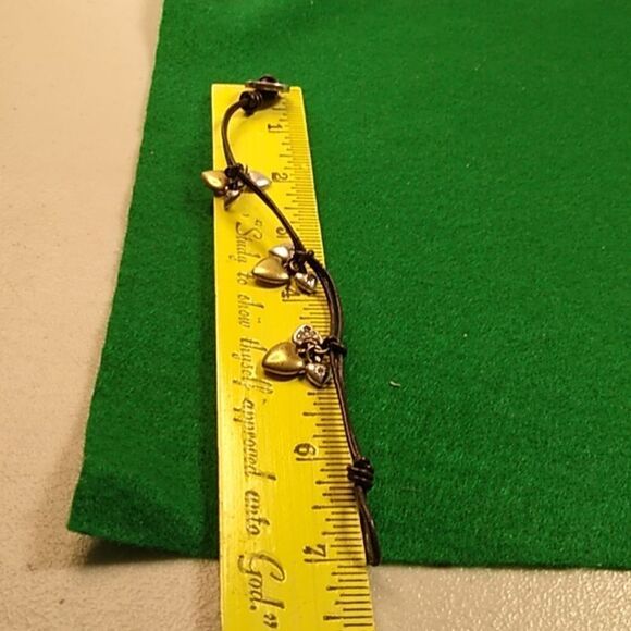 Fossil Gold & Silver tone Hearts Corded Bracelet w/ Button Toggle Clasp - Picture 7 of 7